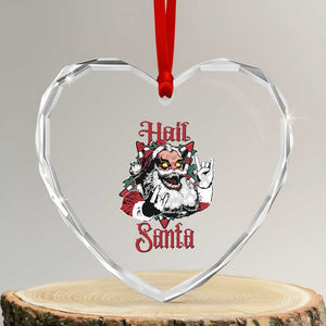 Hail Santa Heavy Metal Christmas Heart Crystal Glass Ornament Krampus Xmas Rock & Roll TS11 Transparent Glass 3'' Heart Print Your Wear