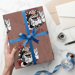 Hail Santa Heavy Metal Christmas Wrapping Paper Roll Krampus Xmas Rock & Roll TS11 Mocha Print Your Wear