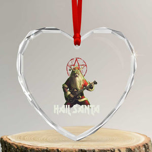Hail Santa Sleigher Heavy Metal Heart Crystal Glass Ornament TS09 Transparent Glass 3'' Heart Print Your Wear