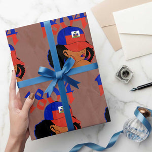 Haiti 1804 Curly Afro Queen Hoop Earrings Style Graphic Wrapping Paper Roll Haitian Heritage Pride TS02 Mocha Print Your Wear