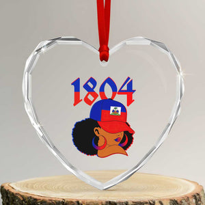 Haiti 1804 Curly Afro Queen Hoop Earrings Style Graphic Heart Crystal Glass Ornament Haitian Heritage Pride TS02 Transparent Glass 3'' Heart Print Your Wear