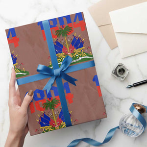 Haiti 1804 Independence Year Graphic Wrapping Paper Roll Haitian Pride Coat of Arms National Heritage TS02 Mocha Print Your Wear