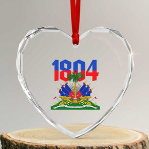 Haiti 1804 Independence Year Graphic Heart Crystal Glass Ornament Haitian Pride Coat of Arms National Heritage TS02 Transparent Glass 3'' Heart Print Your Wear