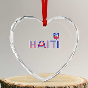 Haiti Flag Crest Heart Crystal Glass Ornament Haitian Pride National Heritage Patriotic Graphic