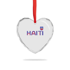 Haiti Flag Crest Heart Crystal Glass Ornament Haitian Pride National Heritage Patriotic Graphic