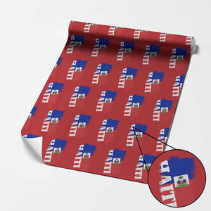 Haiti Flag Distressed Flag Graphic Wrapping Paper Roll Haitian Heritage Pride TS02 Red Print Your Wear