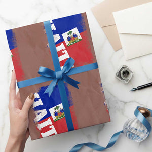Haiti Flag Distressed Flag Graphic Wrapping Paper Roll Haitian Heritage Pride TS02 Mocha Print Your Wear