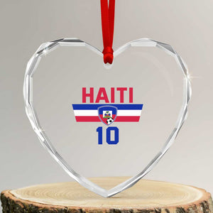 Haiti Haitian Flag Heart Crystal Glass Ornament Proud Haitienne Cheer Country Favorite Spirit Game Caribbean Souvenir