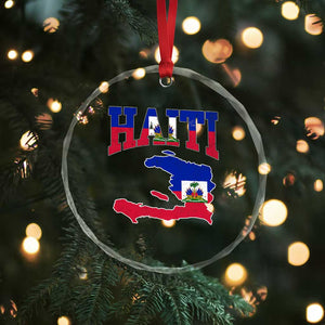 Haiti Pride Crystal Glass Ornament Retro Vintage Haitian Flag Map Pride Graphic TS10 Print Your Wear