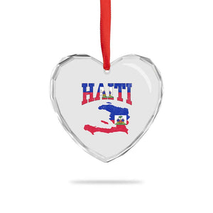 Haiti Pride Heart Crystal Glass Ornament Retro Vintage Haitian Flag Map Pride Graphic TS10 Print Your Wear