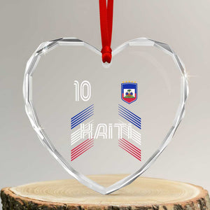 Haiti Soccer Heart Crystal Glass Ornament Haitian Football Fan Pride National Team Support Graphic
