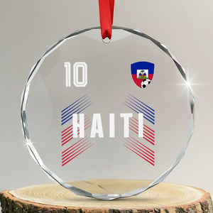 Haiti Soccer Sports Graphic Number 10 Jersey Style Crystal Glass Ornament Proud Haitian Football Fans Game Day Pride