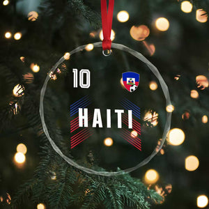 Haiti Soccer Sports Graphic Number 10 Jersey Style Crystal Glass Ornament Proud Haitian Football Fans Game Day Pride