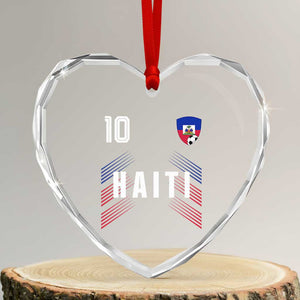 Haiti Soccer Sports Graphic Number 10 Jersey Style Heart Crystal Glass Ornament Proud Haitian Football Fans Game Day Pride