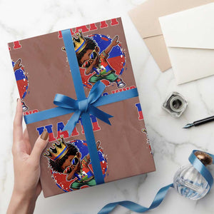 Haiti Young King Dabbing Boy Kids Graphic Wrapping Paper Roll Haitian Heritage Pride TS02 Mocha Print Your Wear