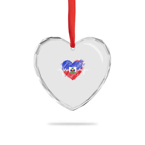 Haitian Flag Heartbeat EKG Pulse Graphic Heart Crystal Glass Ornament My Heart Beats For Haiti Identity Heritage Pride TS02 Print Your Wear
