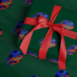 Haitian Flag Soccer Ball Splatter Graphic Wrapping Paper Roll Haiti Football Sports Fan TS02 Green Print Your Wear