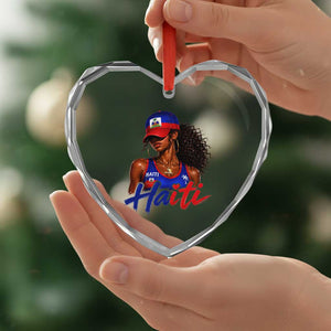 Haitian Girl Heart Crystal Glass Ornament Melanin Black Girls Haiti Flag Proud Haitienne TS10 Print Your Wear
