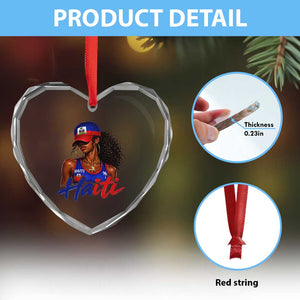 Haitian Girl Heart Crystal Glass Ornament Melanin Black Girls Haiti Flag Proud Haitienne TS10 Print Your Wear