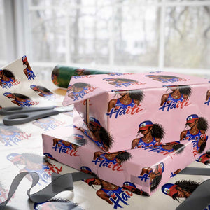 Haitian Girl Wrapping Paper Roll Melanin Black Girls Haiti Flag Proud Haitienne TS10 Light Pink Print Your Wear