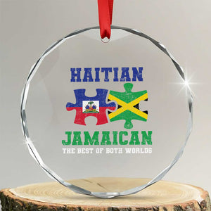 Haitian Jamaican Roots Crystal Glass Ornament Haiti Jamaica Combo Puzzle TS10 Transparent Glass 3'' Circle Print Your Wear