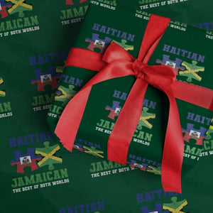 Haitian Jamaican Roots Wrapping Paper Roll Haiti Jamaica Combo Puzzle TS10 Green Print Your Wear