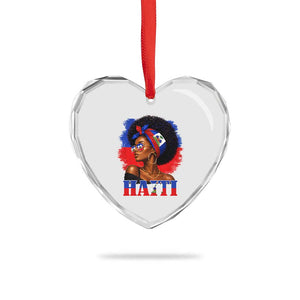 Haitian Queen Afro Melanin Graphic Heart Crystal Glass Ornament Haiti Flag Heritage Pride TS02 Print Your Wear