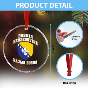 Hajmo Bosno Lets Go Bosnia Herzegovina Flag Crystal Glass Ornament Golden Lily Soccer Football Fan Athletic Graphic