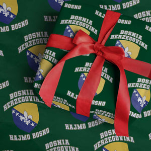Hajmo Bosno Lets Go Bosnia Herzegovina Flag Wrapping Paper Roll Golden Lily Soccer Football Fan Athletic Graphic