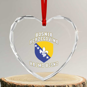 Hajmo Bosno Lets Go Bosnia Herzegovina Flag Heart Crystal Glass Ornament Golden Lily Soccer Football Fan Athletic Graphic