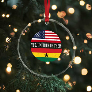 Half American Half Ghanaian Crystal Glass Ornament Pride Ghanese Roots USA Flag Ghana Heritage Yes Im Both Of Them TS10 Print Your Wear