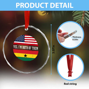 Half American Half Ghanaian Crystal Glass Ornament Pride Ghanese Roots USA Flag Ghana Heritage Yes Im Both Of Them TS10 Print Your Wear