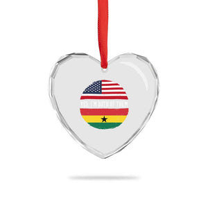 Half American Half Ghanaian Heart Crystal Glass Ornament Pride Ghanese Roots USA Flag Ghana Heritage Yes Im Both Of Them