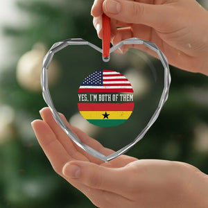 Half American Half Ghanaian Heart Crystal Glass Ornament Pride Ghanese Roots USA Flag Ghana Heritage Yes Im Both Of Them