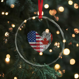 Half Canadian Half American USA Flag Canada America Crystal Glass Ornament