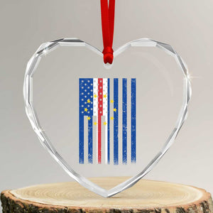 Half Cape Verdean Half American Heart Crystal Glass Ornament Cabo Verdean Roots Vintage Cape Verde Flag