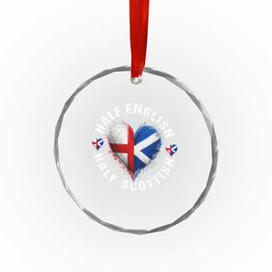 Half English Half Scottish Heritage Crystal Glass Ornament Heart St Georges Cross and Saltire Pride TS02 Print Your Wear