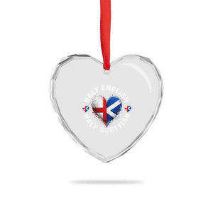 Half English Half Scottish Heritage Heart Crystal Glass Ornament Heart St Georges Cross and Saltire Pride