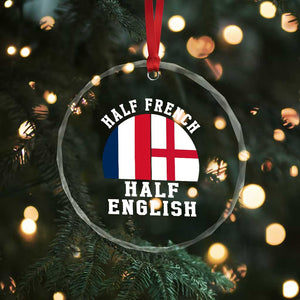 Half French Half English Split Flag Graphic Crystal Glass Ornament Patriotic Anglo England France Dual Heritage DNA Ancestry TS02 Print Your Wear