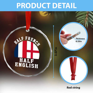 Half French Half English Split Flag Graphic Crystal Glass Ornament Patriotic Anglo England France Dual Heritage DNA Ancestry TS02 Print Your Wear