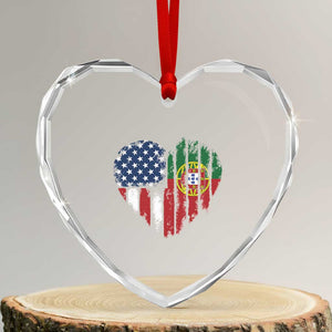 Half Portuguese American Flag Heart Crystal Glass Ornament Portugal Roots USA Flag Immigrant Gifts TS10 Transparent Glass 3'' Heart Print Your Wear