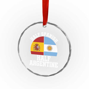 Half Spanish Half Argentine Flag Graphic Crystal Glass Ornament Proud Spain Argentina Dual Heritage Pride