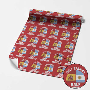 Half Spanish Half Argentine Flag Graphic Wrapping Paper Roll Proud Spain Argentina Dual Heritage Pride