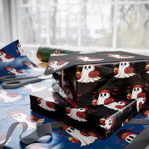 Halloween KC Ghost Wrapping Paper Roll Pumpkin Ghost Costume Football TS10 Black Print Your Wear