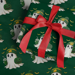 Halloween GB Ghost Wrapping Paper Roll Pumpkin Ghost Costume Cheesehead TS10 Green Print Your Wear