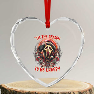 Halloween Xmas Heart Crystal Glass Ornament Tis The Season To Be Creepy Ghost Horror Xmas TS11 Transparent Glass 3'' Heart Print Your Wear