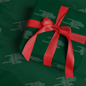 Hamilton Eliza Jefferson Angelica & Burr Names Wrapping Paper Roll TS10 Green Print Your Wear