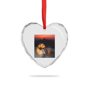Hamster Drinking Iced Coffee Heart Crystal Glass Ornament Funny Animal Chill City Sunset Headphones TS14 Print Your Wear