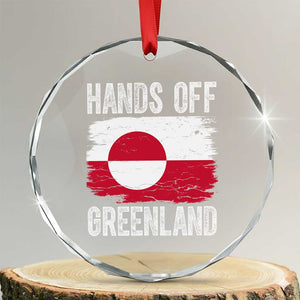 Hands Off Greenland Crystal Glass Ornament Distressed Flag Resist Political Protest TS02 Transparent Glass 3'' Circle Print Your Wear