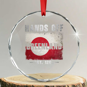 Hands Off Greenland Crystal Glass Ornament Greenland EST 1262 Political Protest TS11 Transparent Glass 3'' Circle Print Your Wear